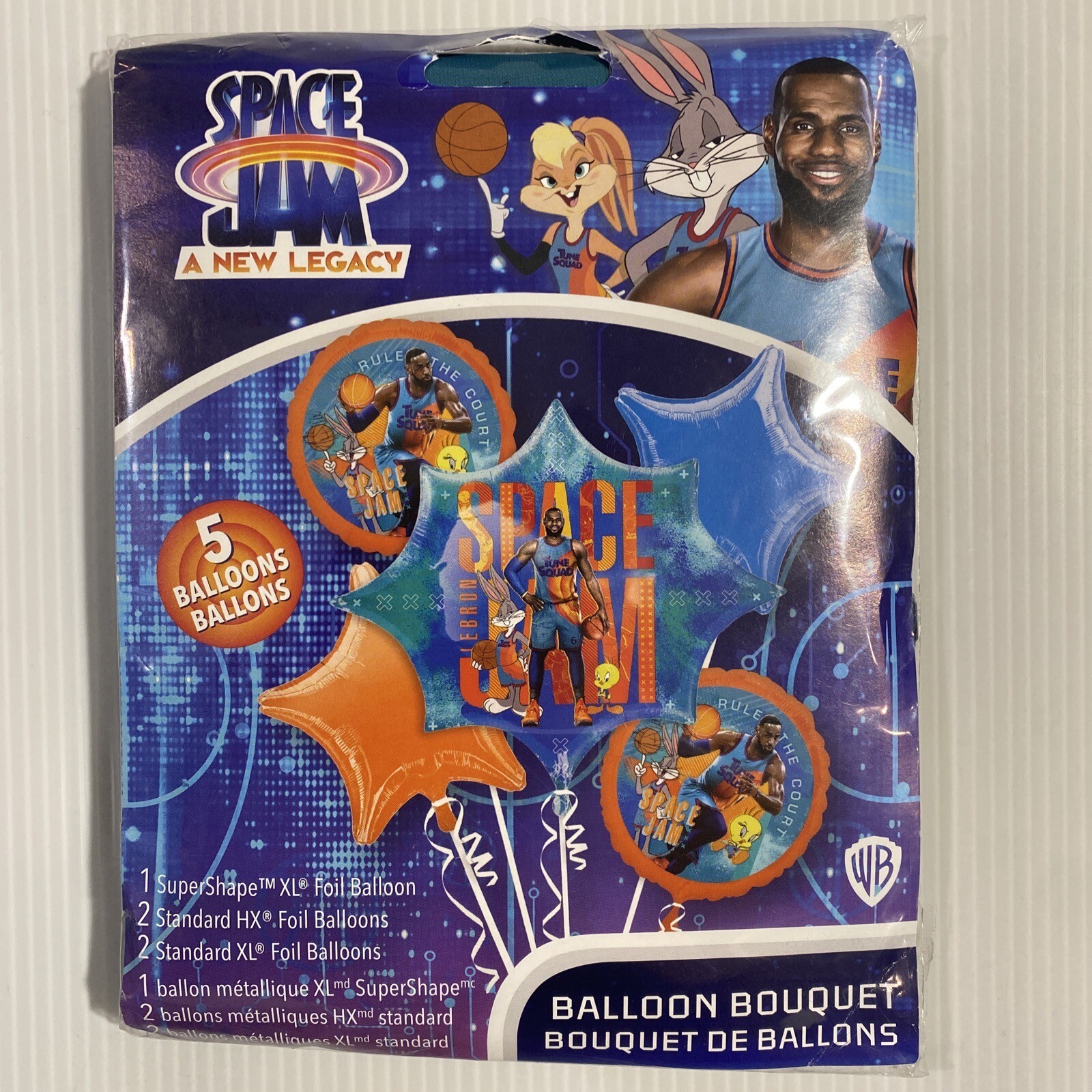 Space Jam LeBron James 5 Foil Balloons Bouquet Tweety & Bugs “A New Legacy” NEW