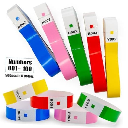 500 PCS Paper Wristbands for Events, 5 Colors Mixed Disposable Wristbands with