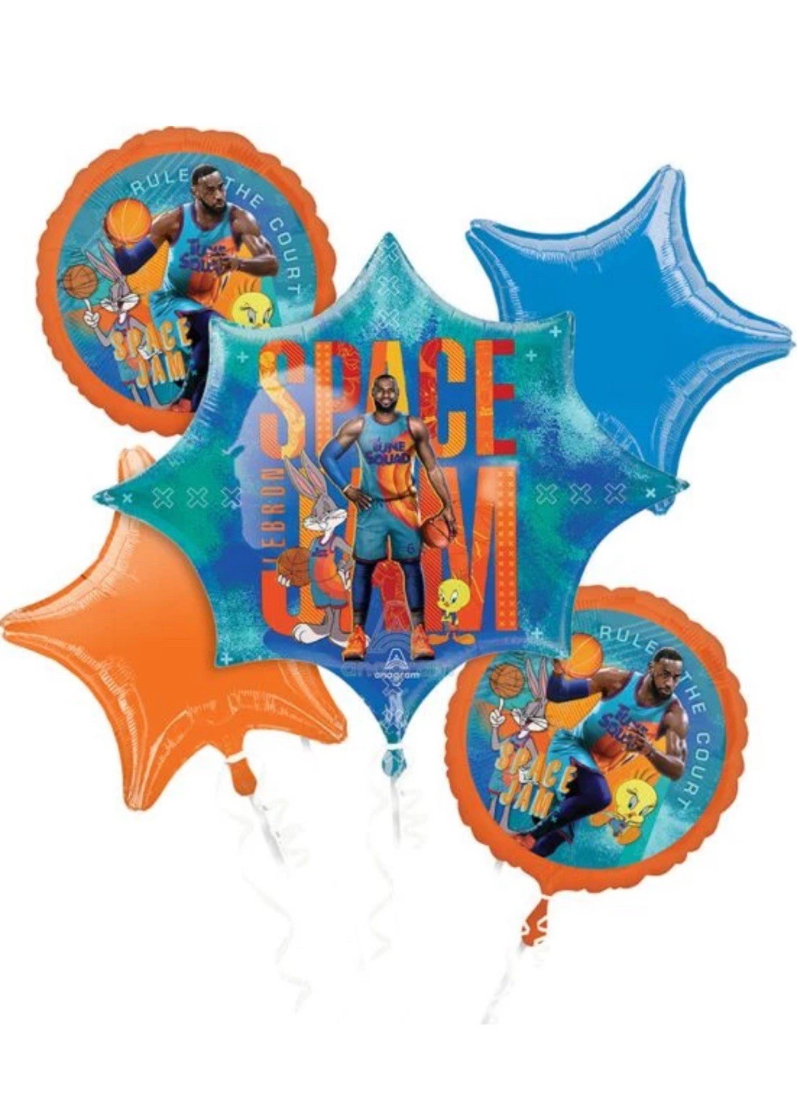 Lot Of 2 Space Jam LeBron James 5 Foil Balloons Bouquet Tweety & Bugs