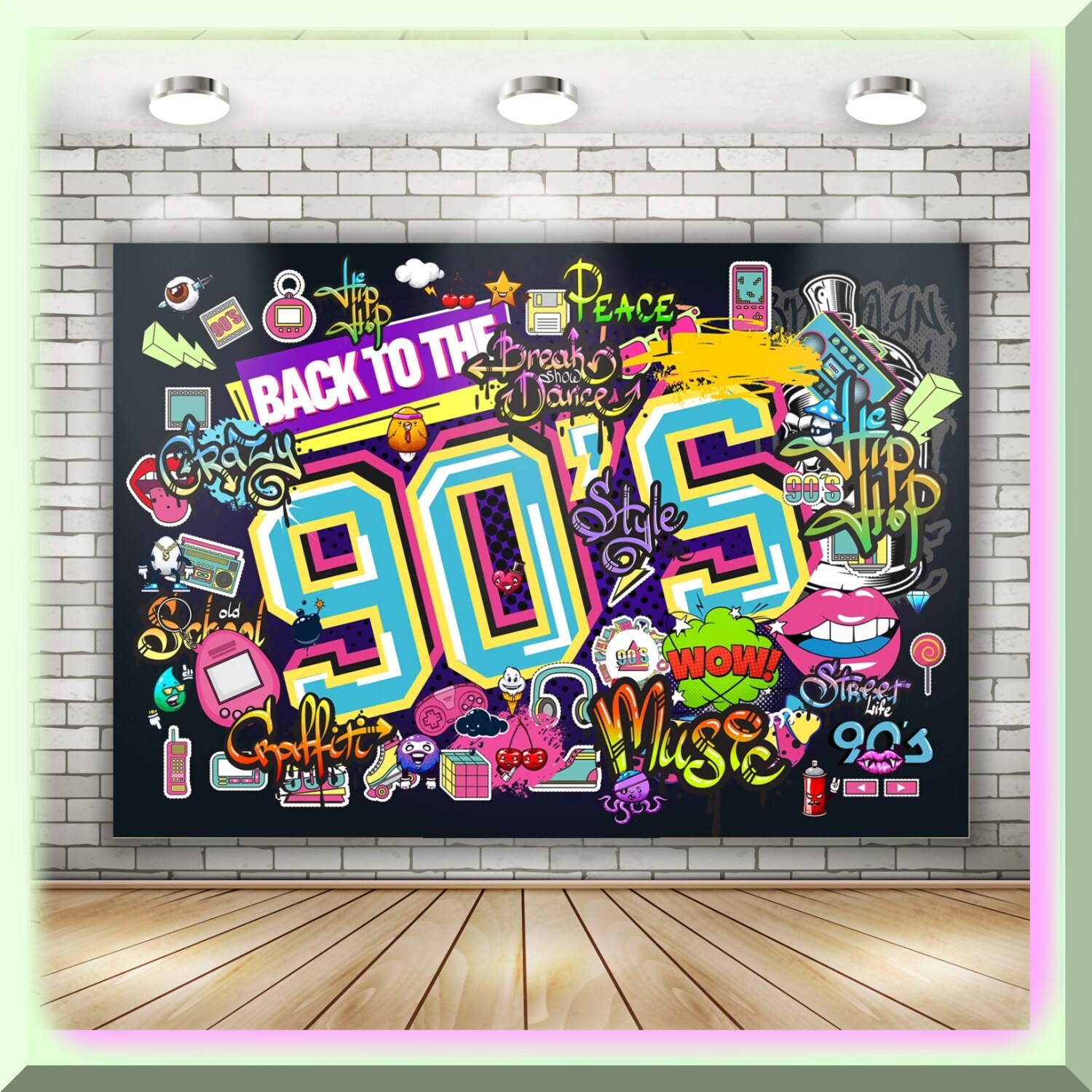 Retro 90s Graffiti Scene Backdrop