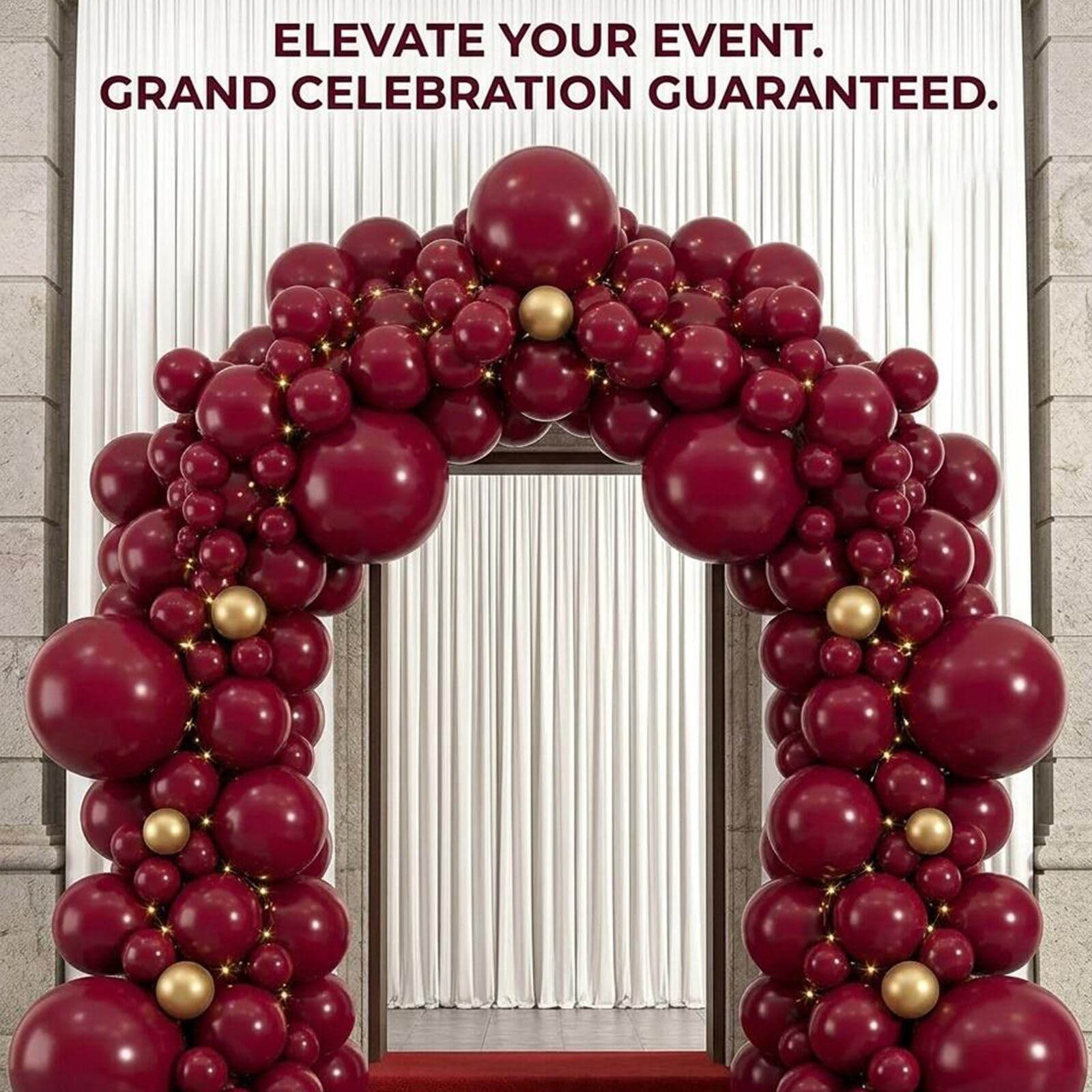 Burgundy Balloons, 114pcs Different Sizes Matte Maroon Balloon Arch Kit, 18/1…