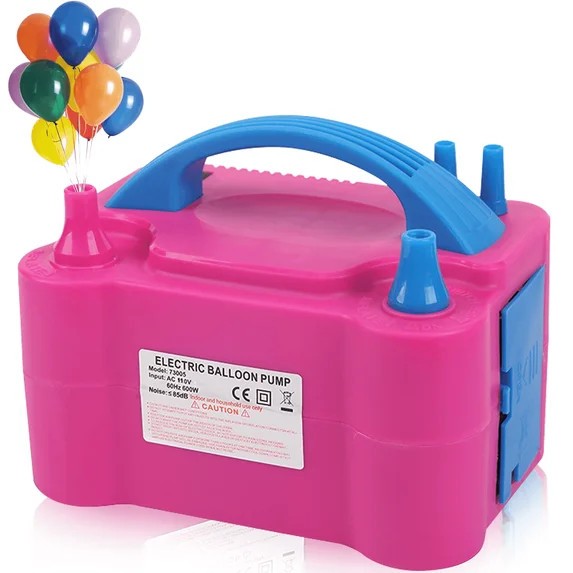 Electric Balloon Pump Dual Nozzle Portable Inflator Party Decoration Tool Pink