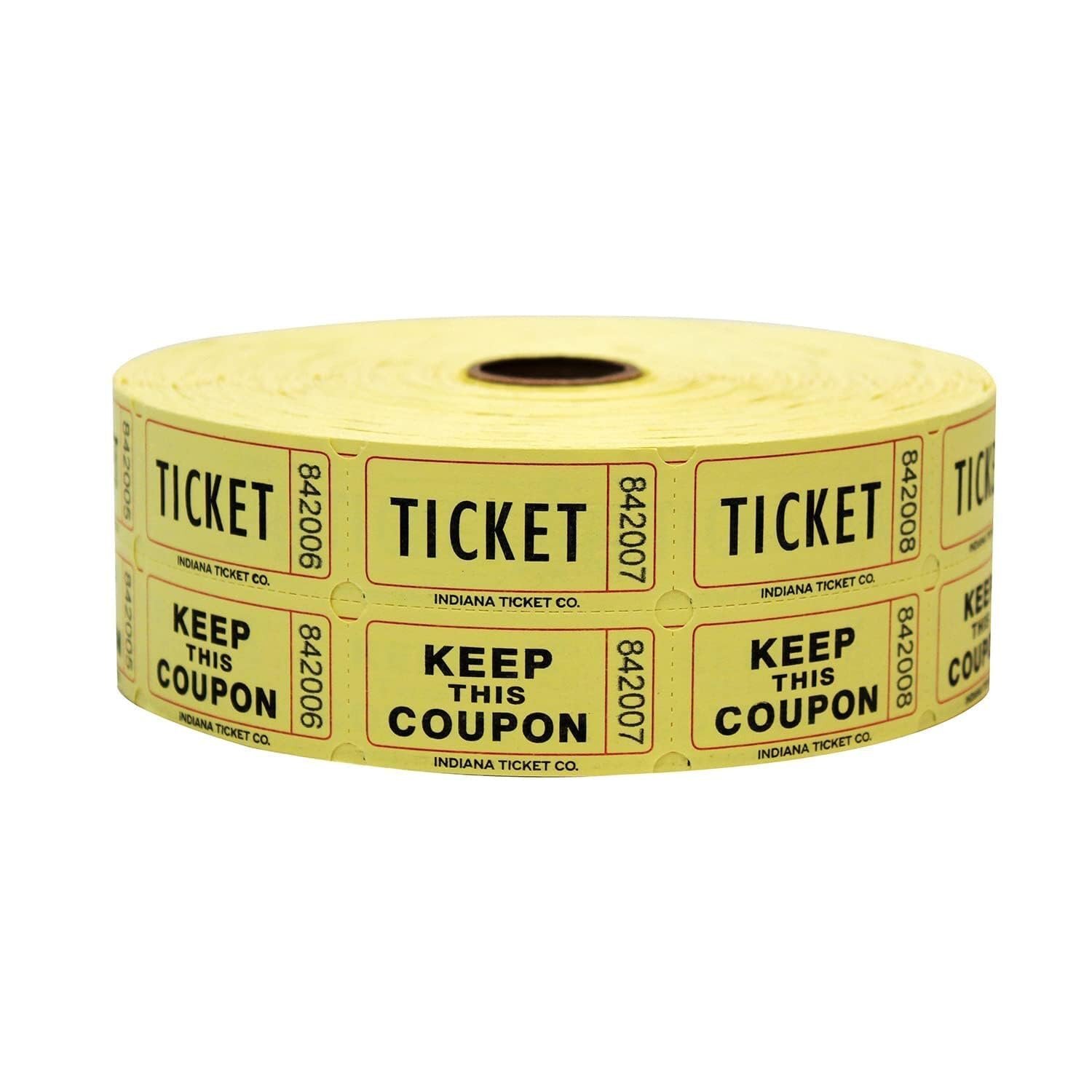 Indiana Ticket Co. 2,000 Yellow Double Roll Raffle Tickets – Premium Quality 2×2