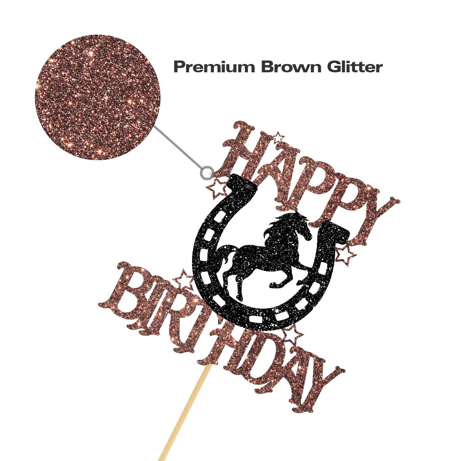 Horseshoe & Horse Happy Birthday Cake Topper, Horse Racing Theme Party Decora…