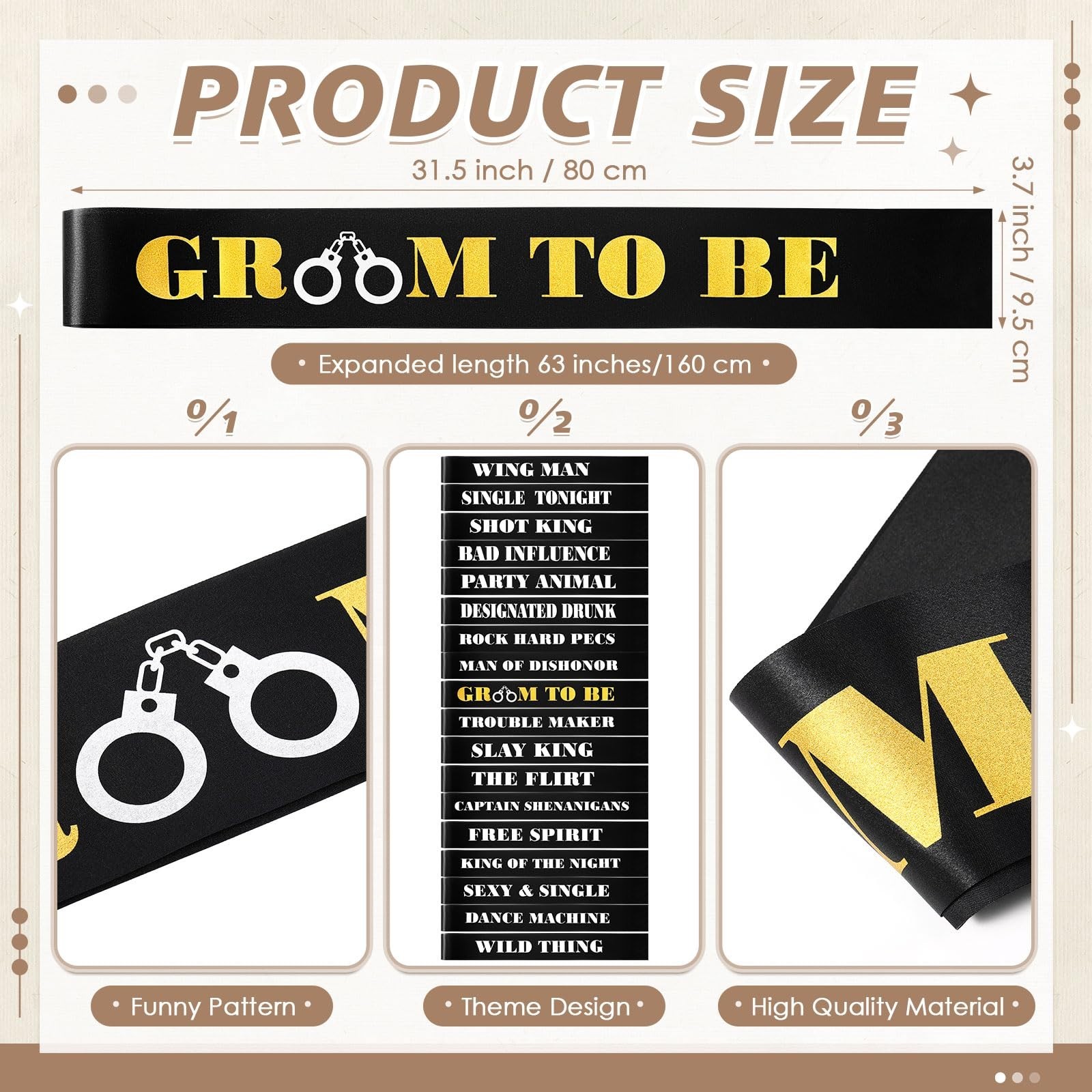 18 Pack Bachelor Party Sashes Set | Funny Stag Night Decorations & Groomsmen Gif
