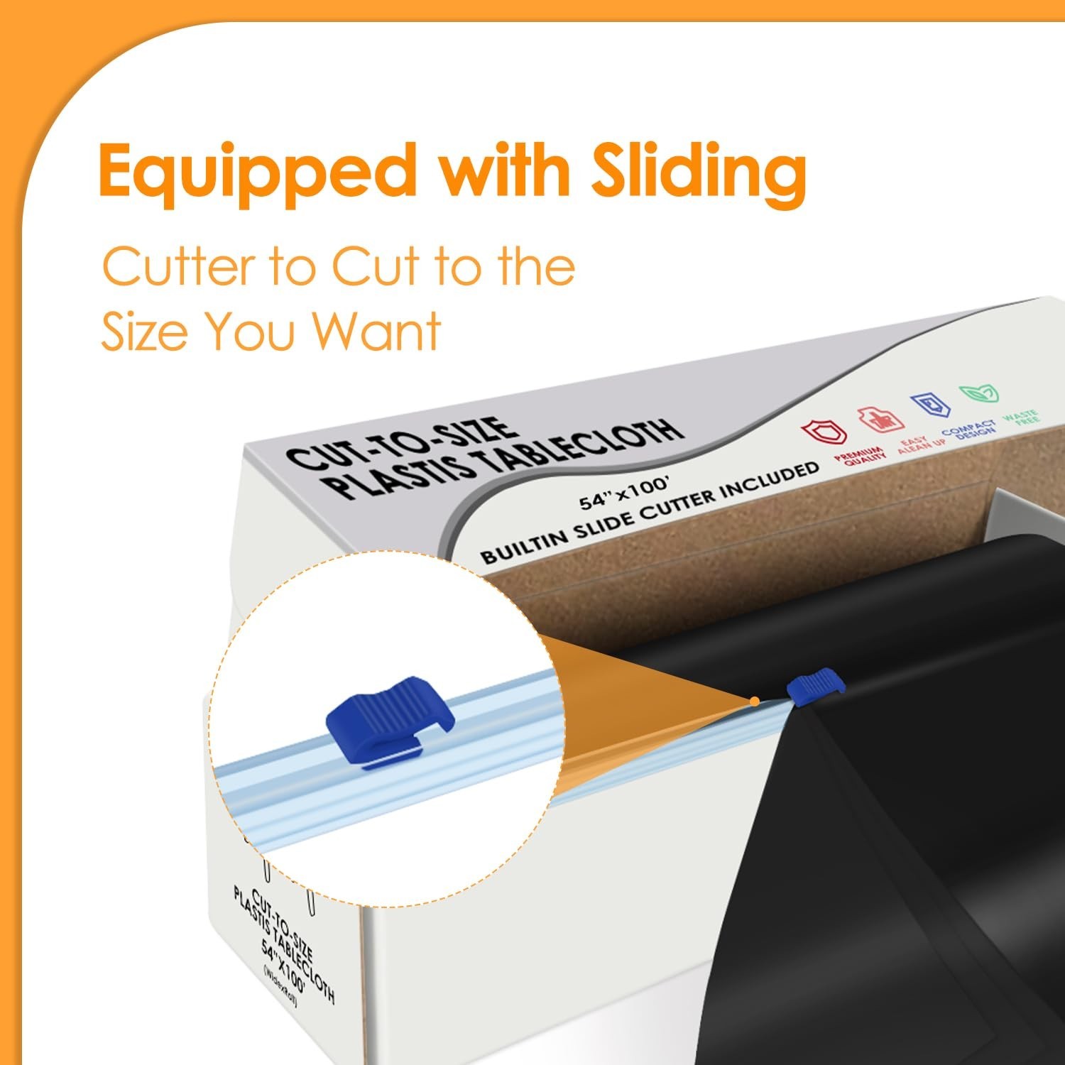 Black Disposable Plastic Table Cloth Roll 54″ X 100′, Plastic Table Cover wit…