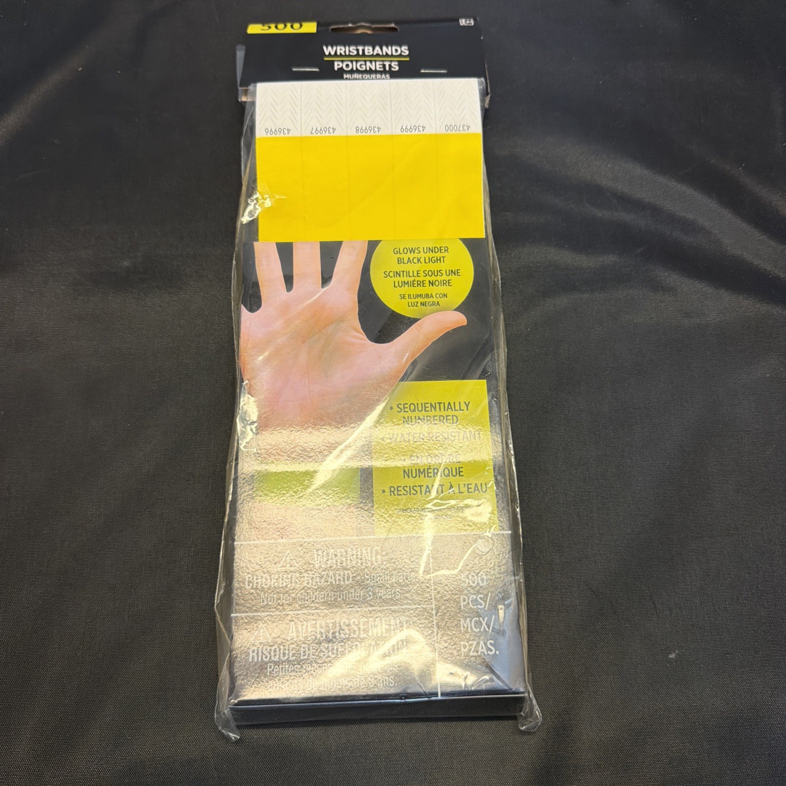 Amscan Tyvek Wristbands Yellow 500 count Events Parties Clubs Numbered GLOWS