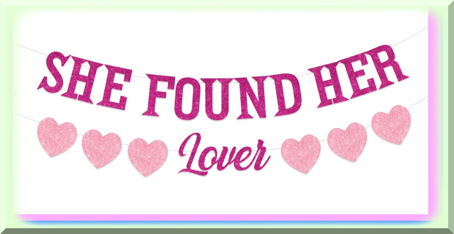 Hot Pink Glitter Love Banner