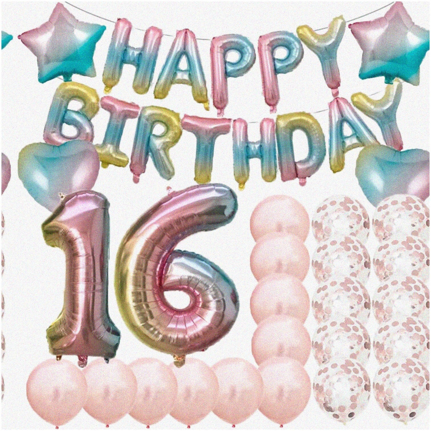 Rainbow Number 16 Balloons for Parties
