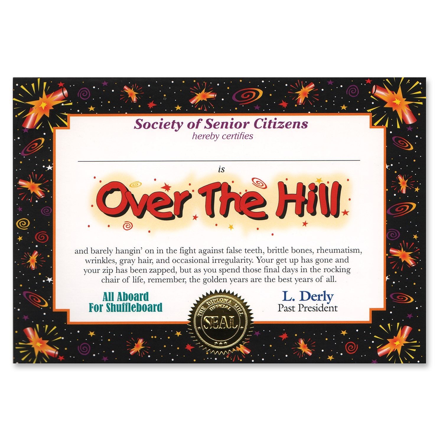 Beistle Over The Hill Certificate – Over-The-Hill | Party Supply | Decoration
