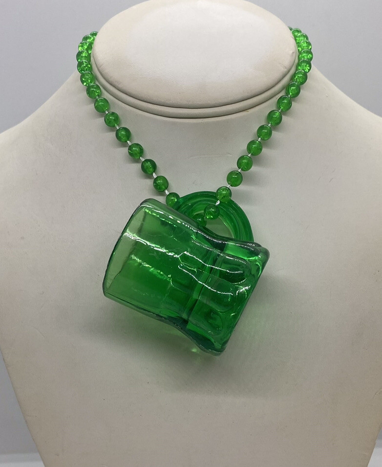 Lot Of 6 New Happy St Patricks Day Beer Mug Shot Glass Green Necklace Beads