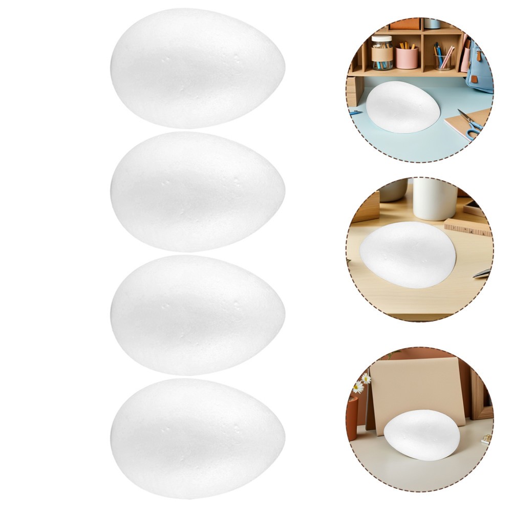 4Pcs Reusable White Foam Easter Eggs for DIY Crafting and Festival Decoration