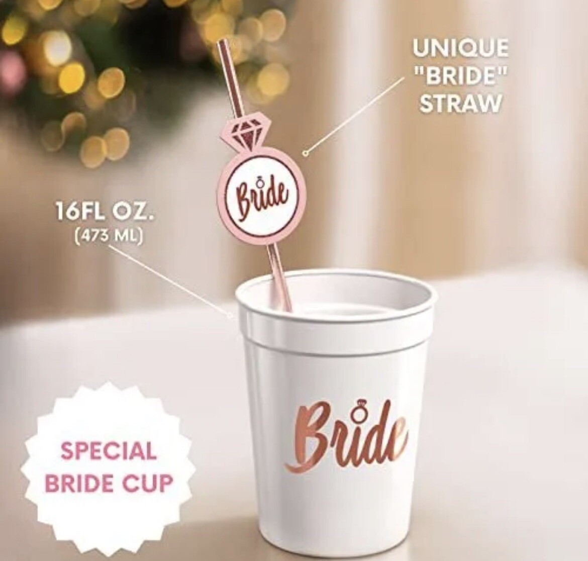 Bachelorette Cups Bride Straw Set Bachelorette Straws with Bride Cup & Brid NEW