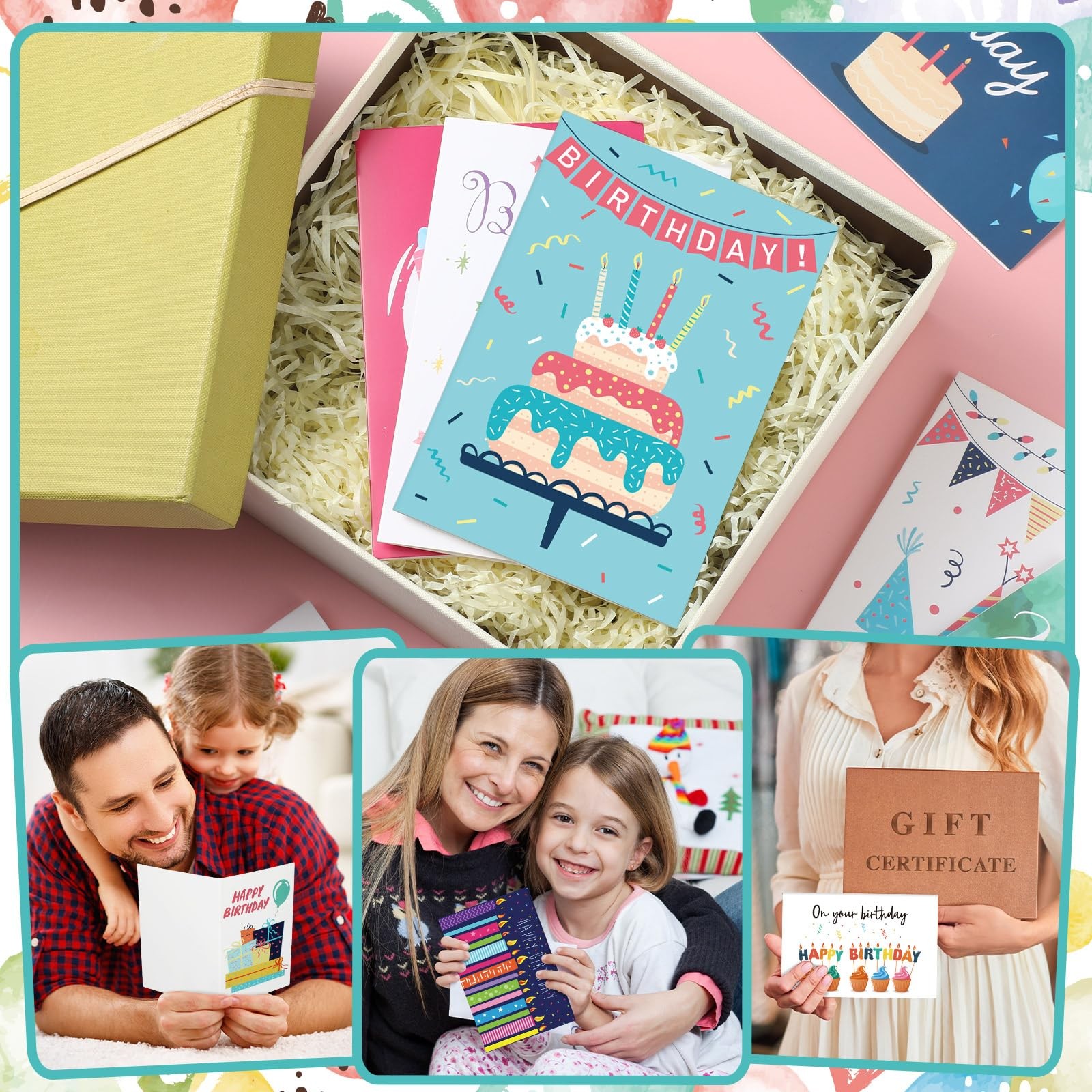 200 Pack Happy Birthday Card Assorted Bulk 4 x 6 inches, Colorful