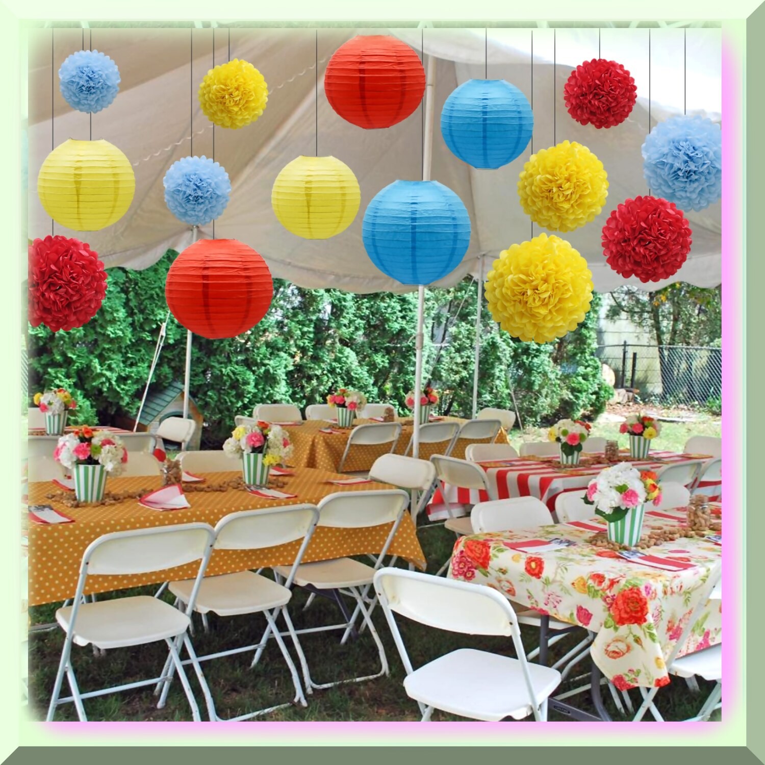 Colorful Hanging Party Decor Set 15 Pieces
