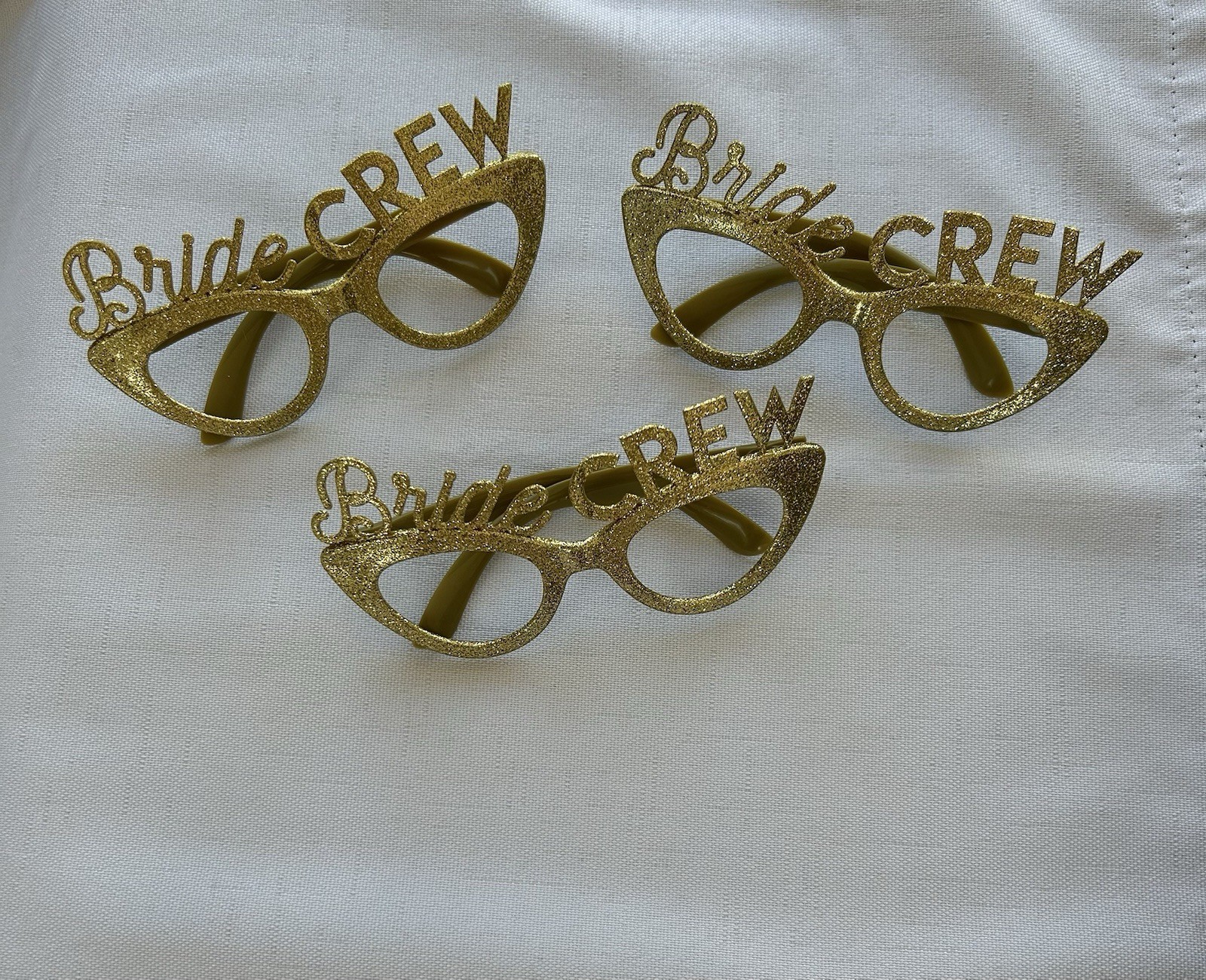 Gold Glitter Bride Crew Party Glasses Bachelorette Bridal Shower Accessories Lot