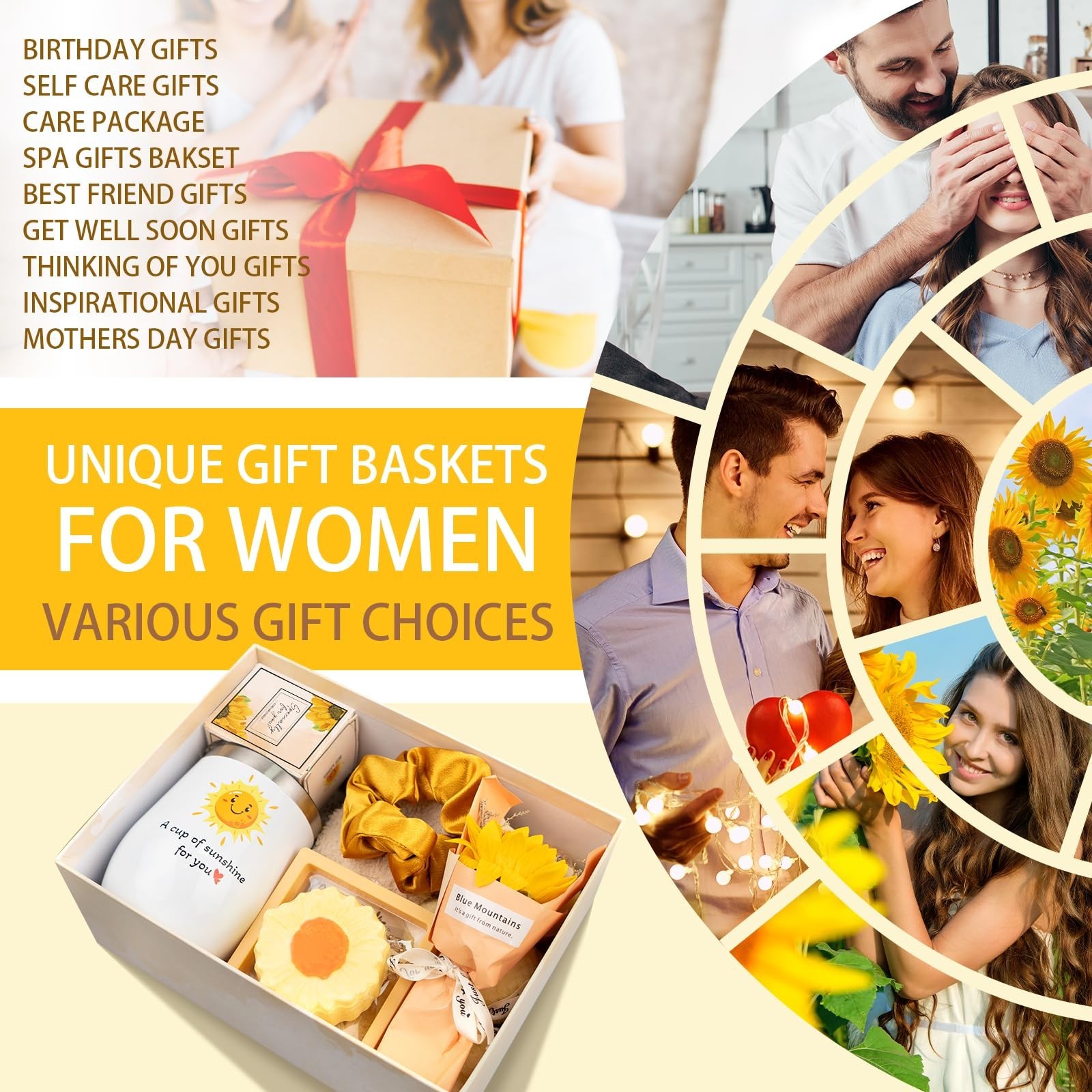 Birthday Gifts for Women, Sunflower Self-Care Package, Sending Suns… Fast Ship