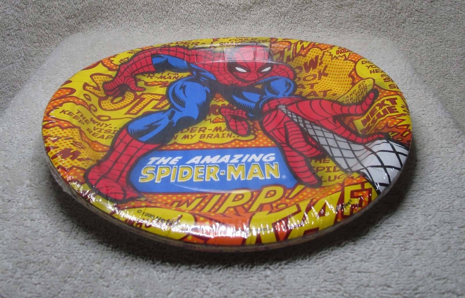 NEW & SEALED 1999 Vintage Unique Marvel AMAZING SPIDER-MAN Plates Pack of 8