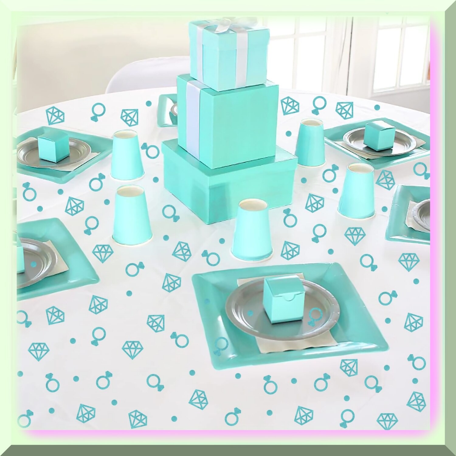 Teal Diamond Ring Confetti for Parties