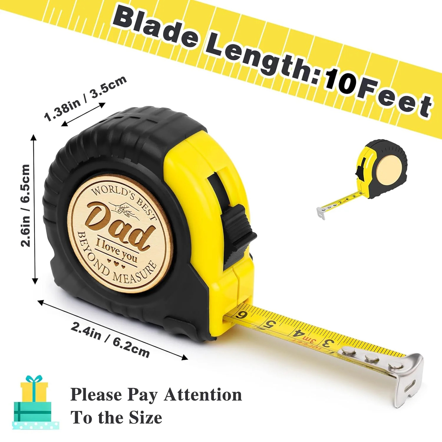 Best Dad Ever Tape Measure 10 FT Engraved Tool Father’s Day Gift for Dad Husband