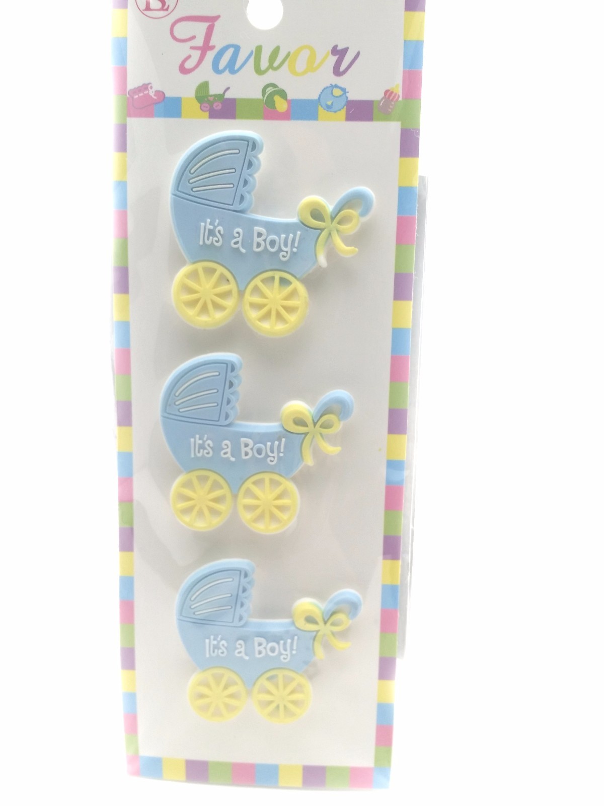 12 Flexible Blue Blue Buggy baby shower favors appliques – 4 pk of 3