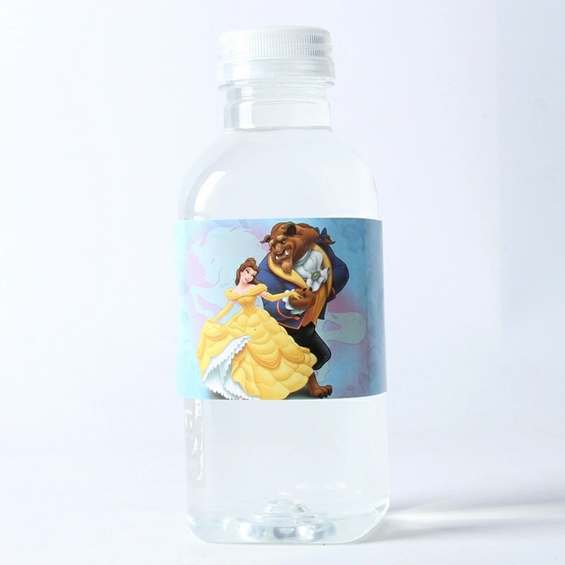 12 Pcs, beauty and the beast water bottle labels Kids Birthday Party Supplies