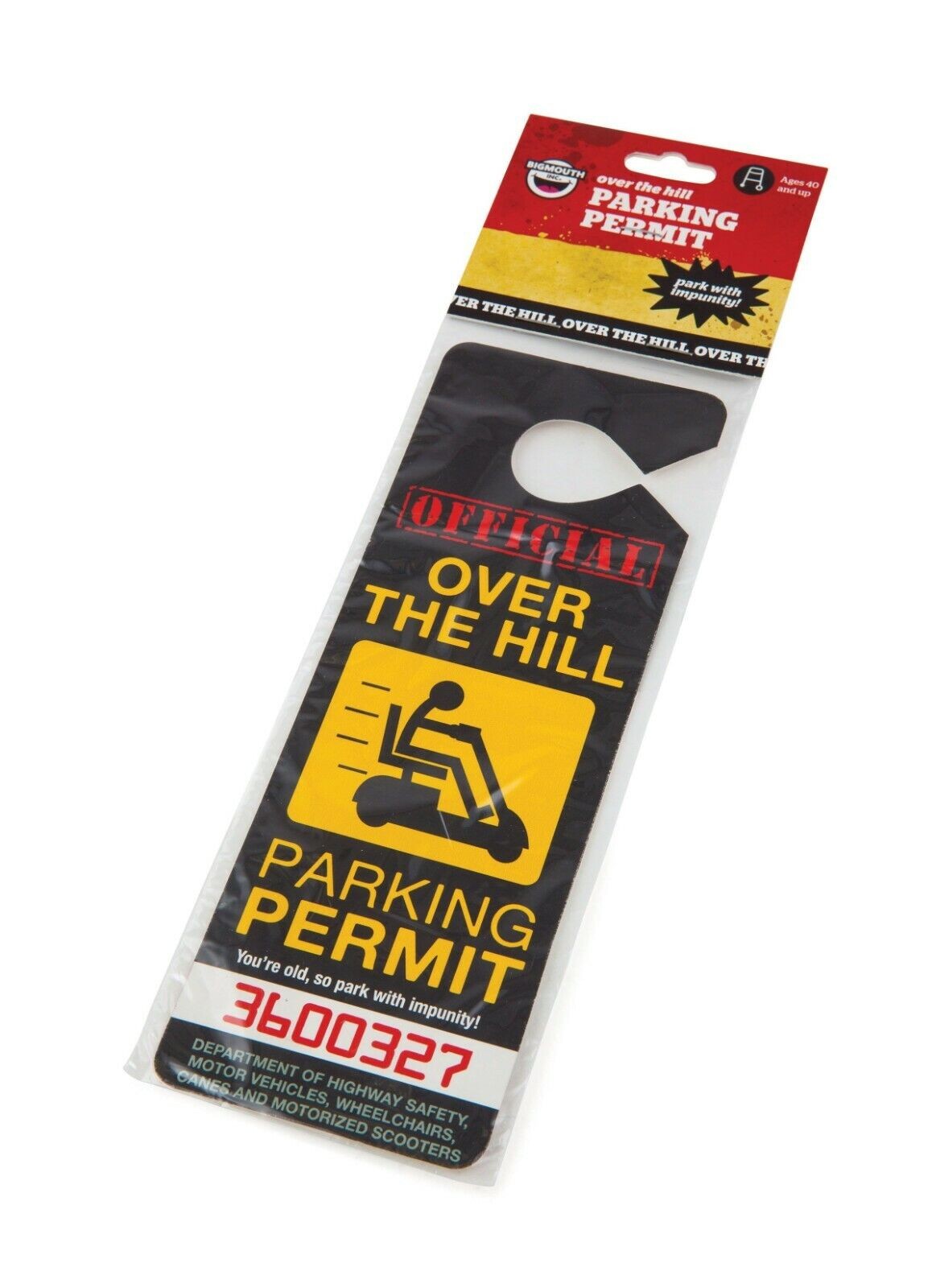 Over The Hill Car Parking Permit Privilege Retirement – Gag Prank – BigMouth Inc
