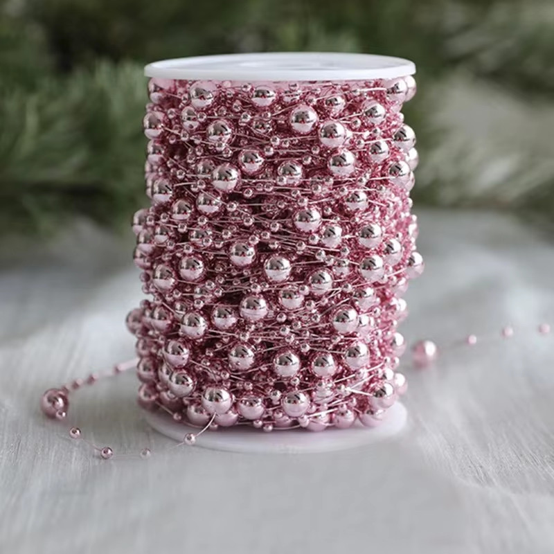 10 Meters Artificial Pearl Flower Bead Ring Chain For Christmas Tree NEW