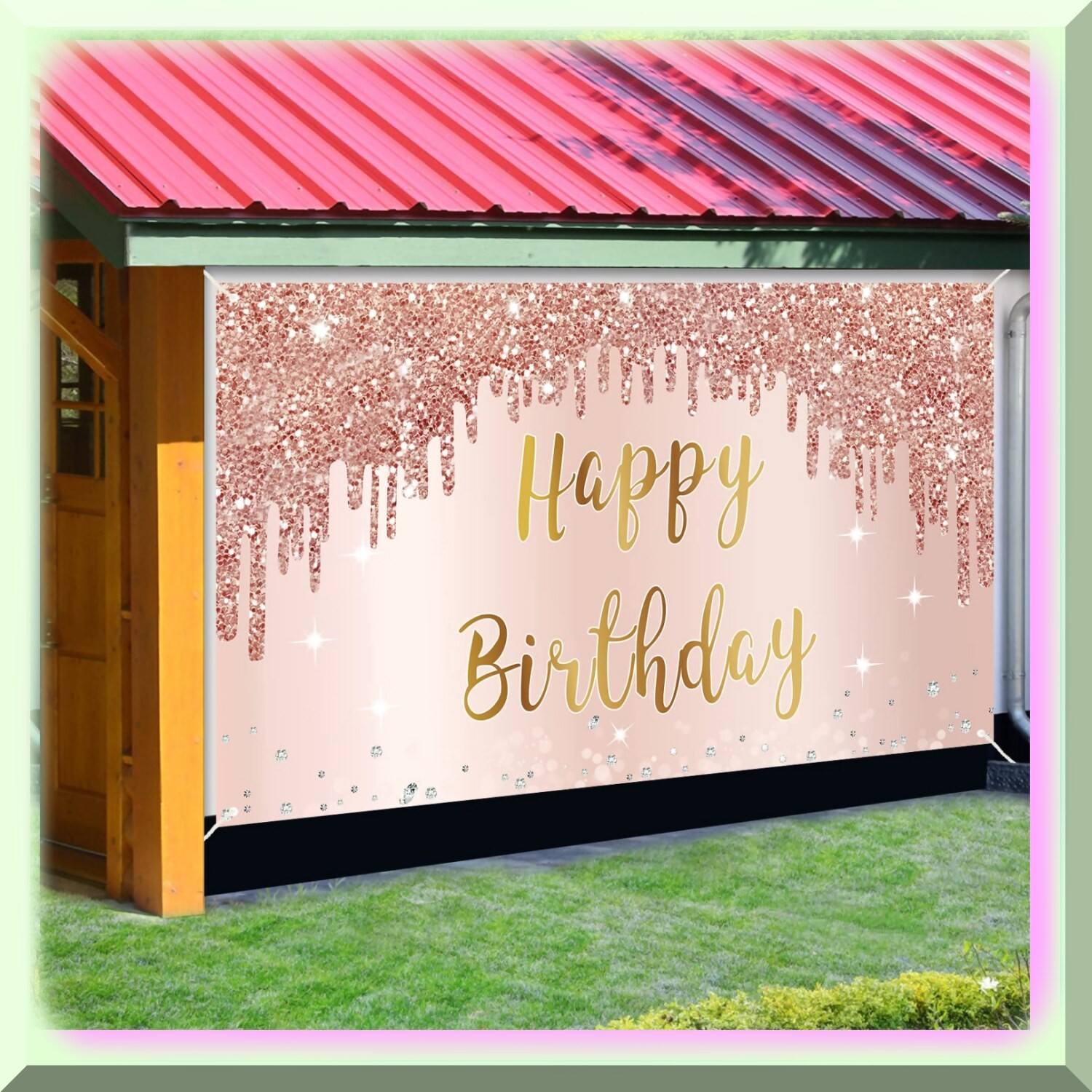 Pink Rose Gold Birthday Party Decor Backdrop