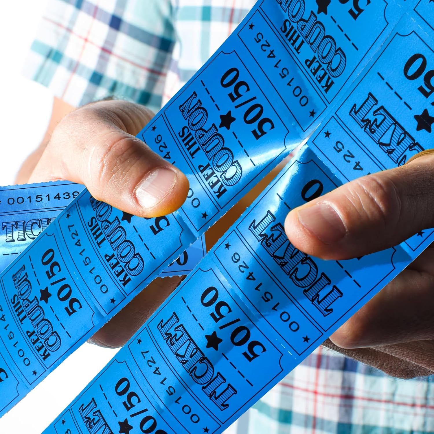 50/50 Raffle Tickets Double Roll Golden Tickets Large Blue Glitter Cards for …