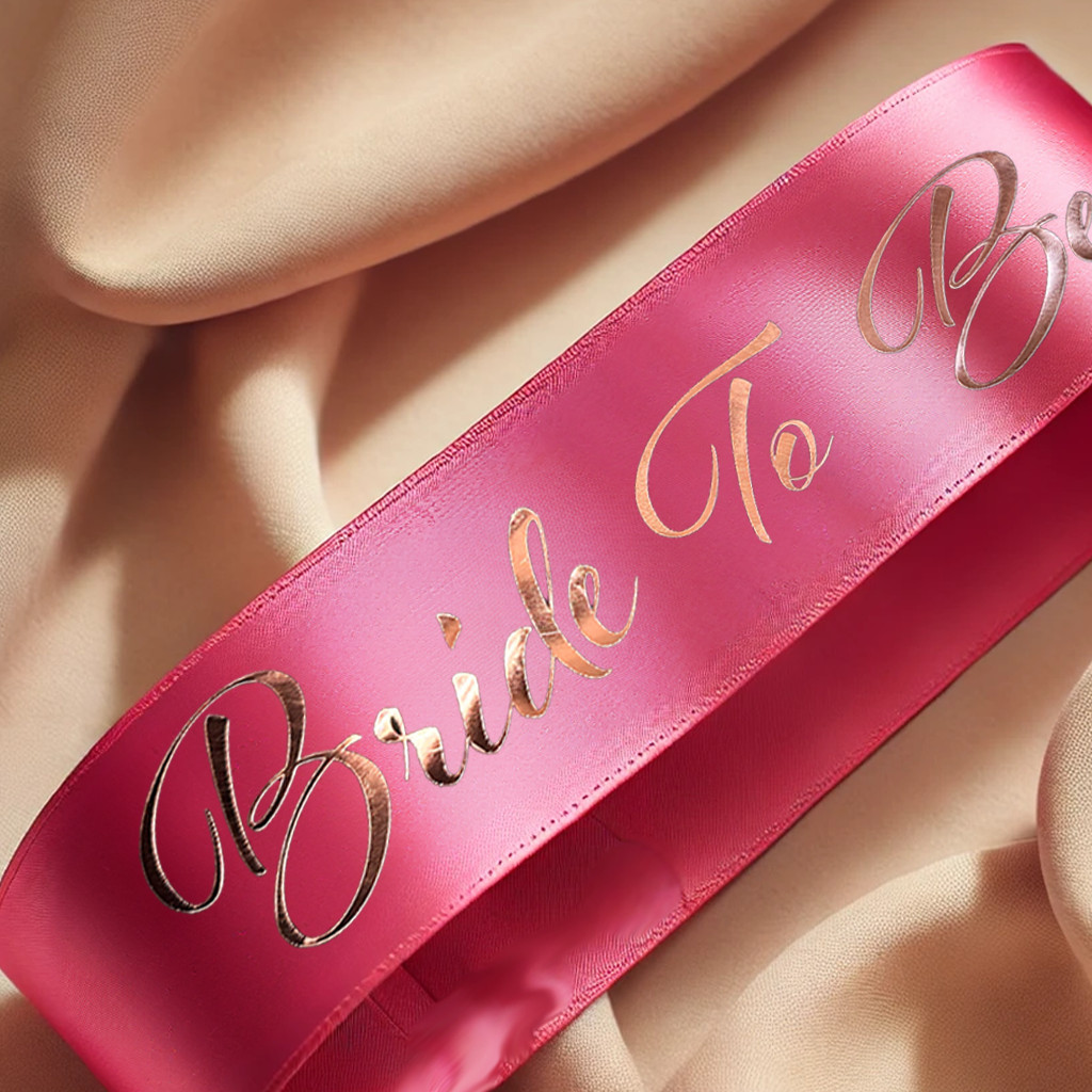 Bride To Be white and gold sash Party Decoration Personalise