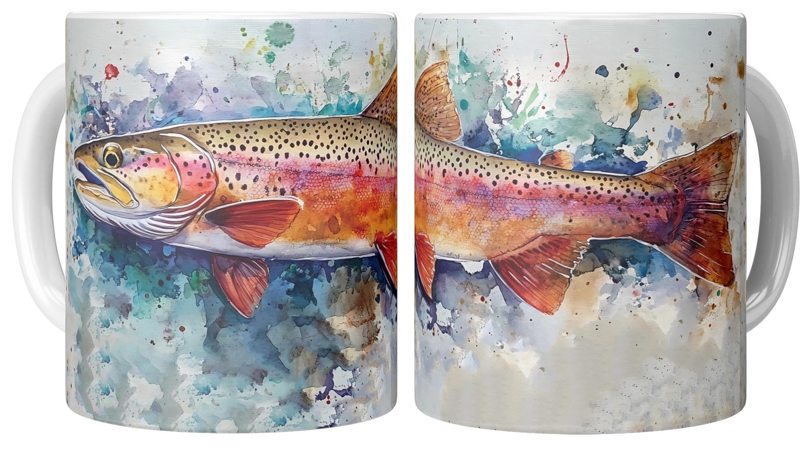 Coveted Goods Rainbow Trout Coffee Mug – One 11oz White Ceramic Cup with Full…