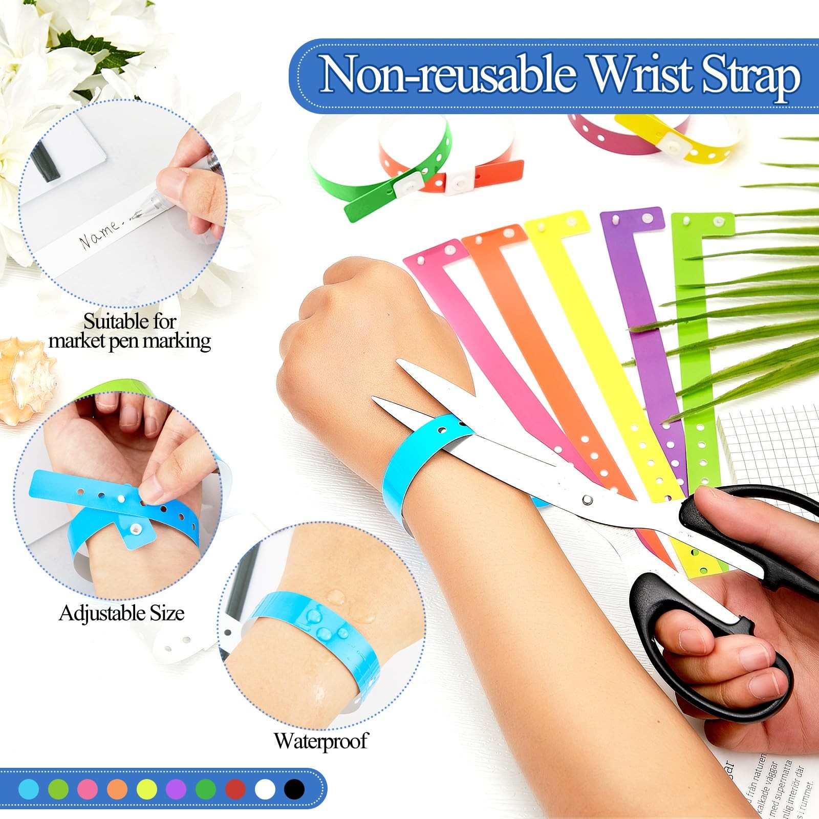 300 Pcs Multicolor Plastic Wristbands for Events Vinyl Wristband Plastic Brac…
