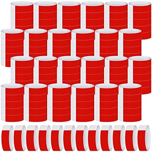 2400 Pack Neon Paper Wristbands Bulk – Waterproof, Lightweight, Adhesive – Red