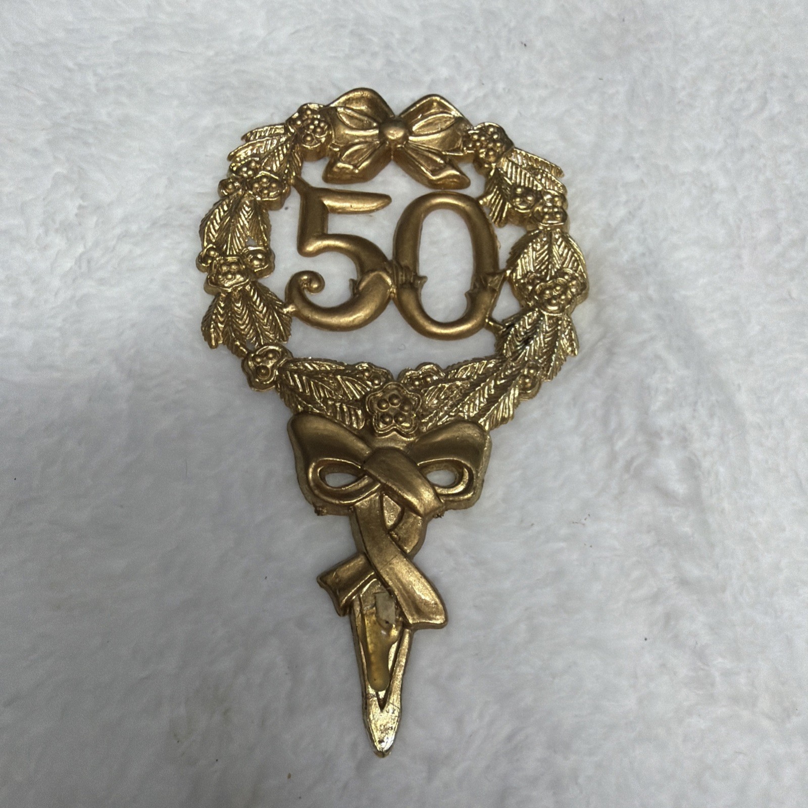 50th Anniversary shiny gold plastic cake cupcake decoration 2.5″ x 8″ pick (1)
