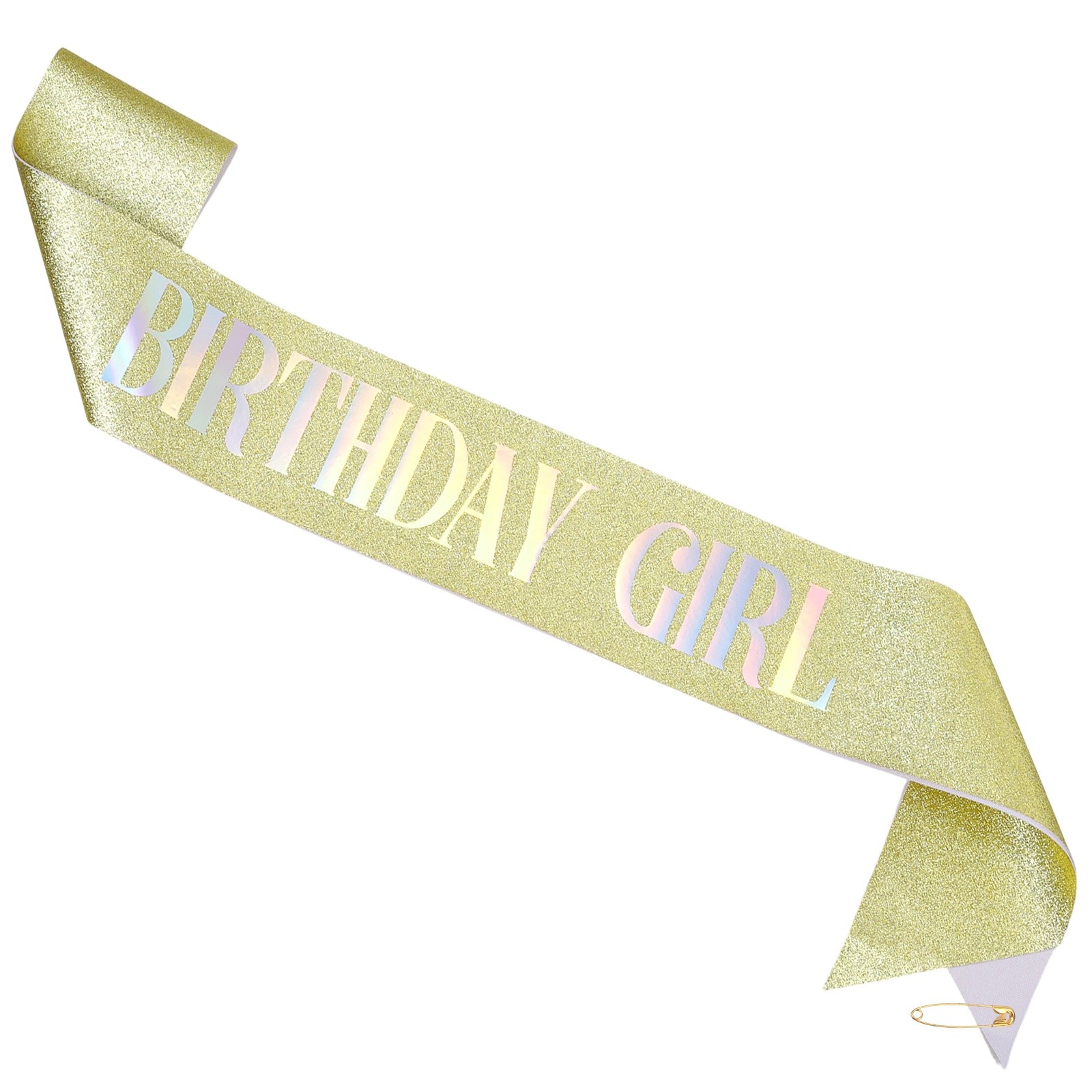 1-Pack Birthday Sash, Sequined Fabric Birthday Gifts Decor [Gold Glitter]