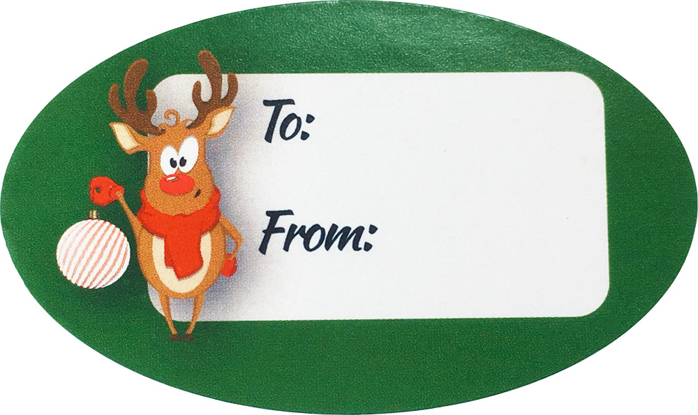 Rudolph Reindeer 4 Designs Gift Present Tags, 1.5 x 2.5 Inches, 100 Labels Total
