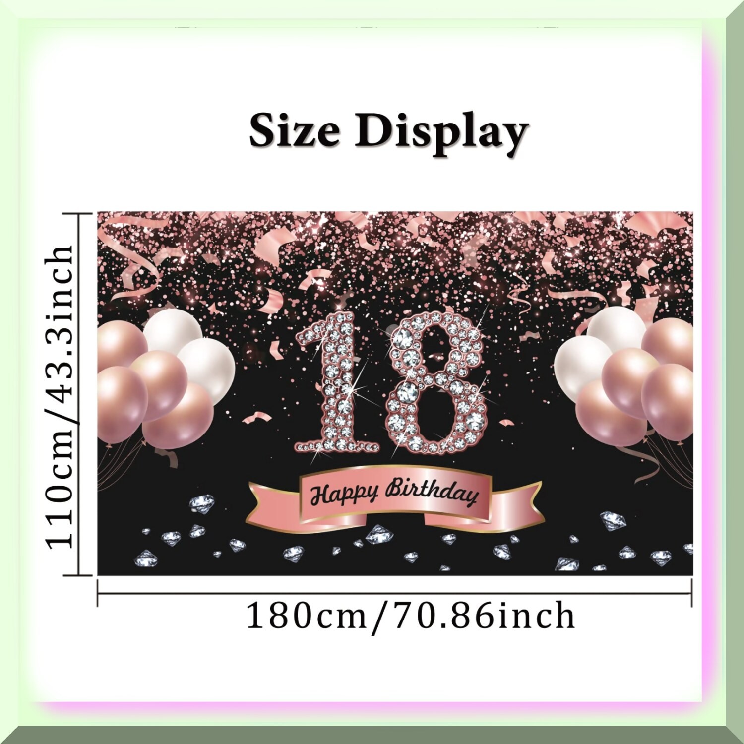 Rose Gold 18th Birthday Party Backdrop 6×3.6 ft