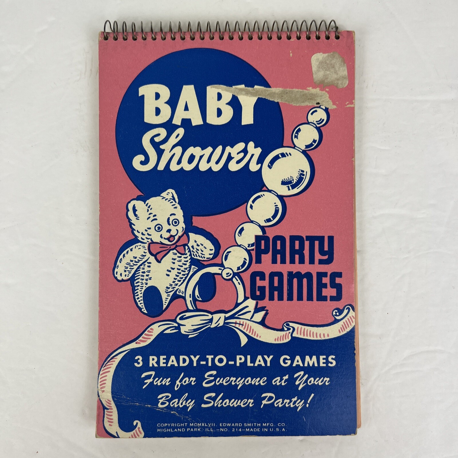 1947 Baby Shower Fun Party Games Note Pads Three Games Old Fashioned Fun Ideas