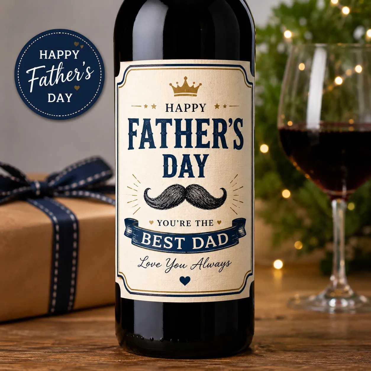 Personalised Father’s Day Bottle Label Sticker Custom Wine Gift for Dad