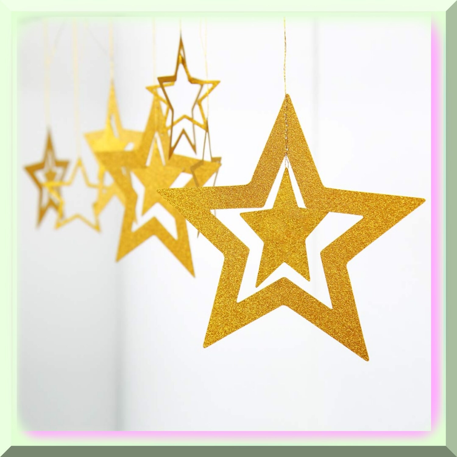 Starry Night Glittery 3D Hanging Star Decorations