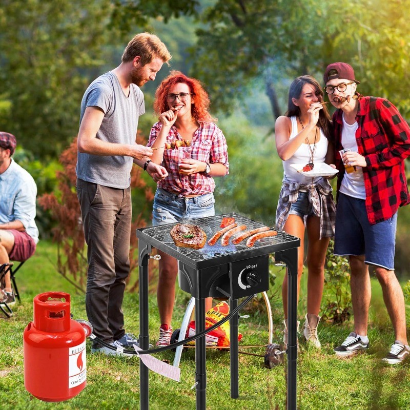 Outdoor Camping Stove, 130000 BTU, High Pressure Single Burner, Propane Gas