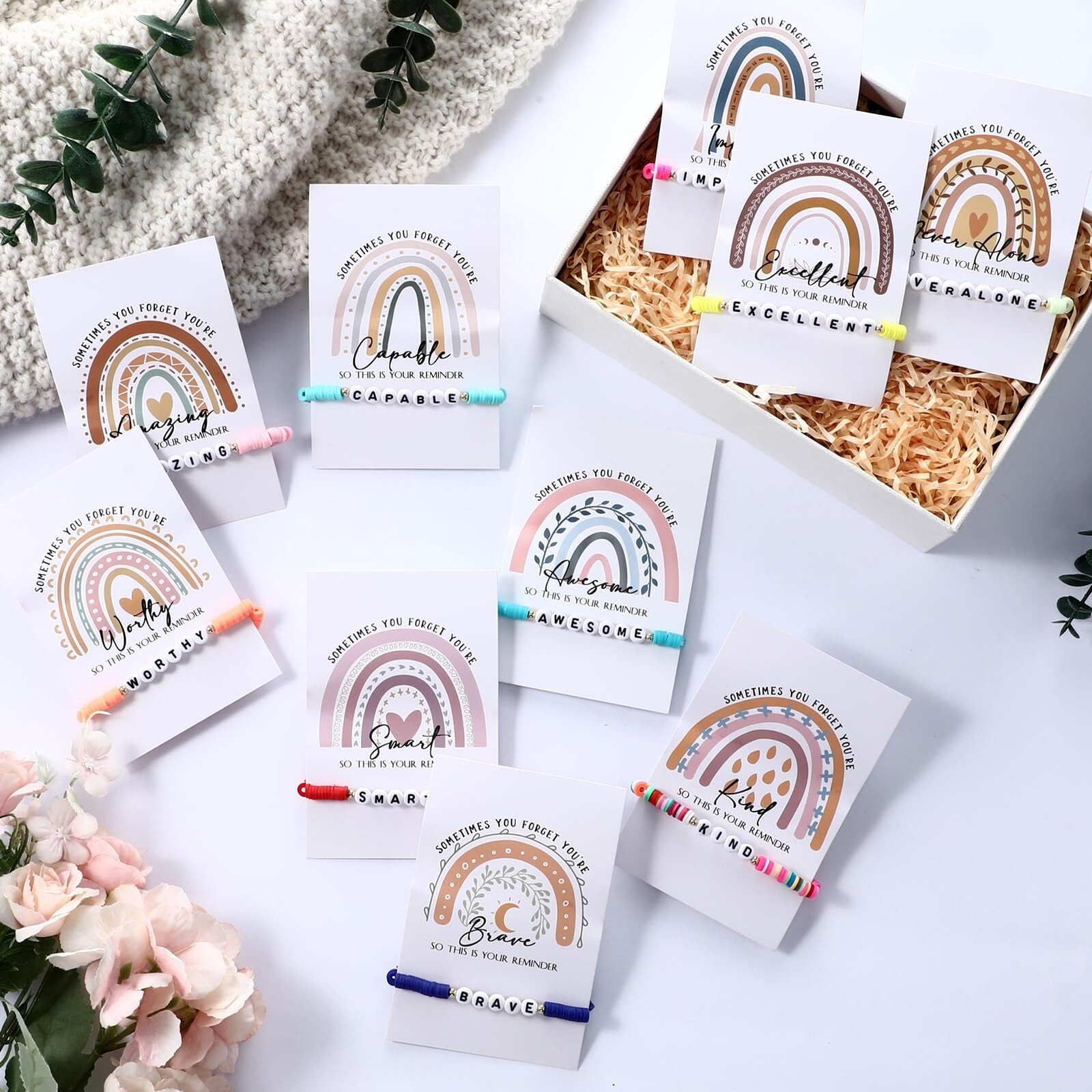 20 Sets Inspirational Gifts for Women Friendship Bracelets Motivational Brace…