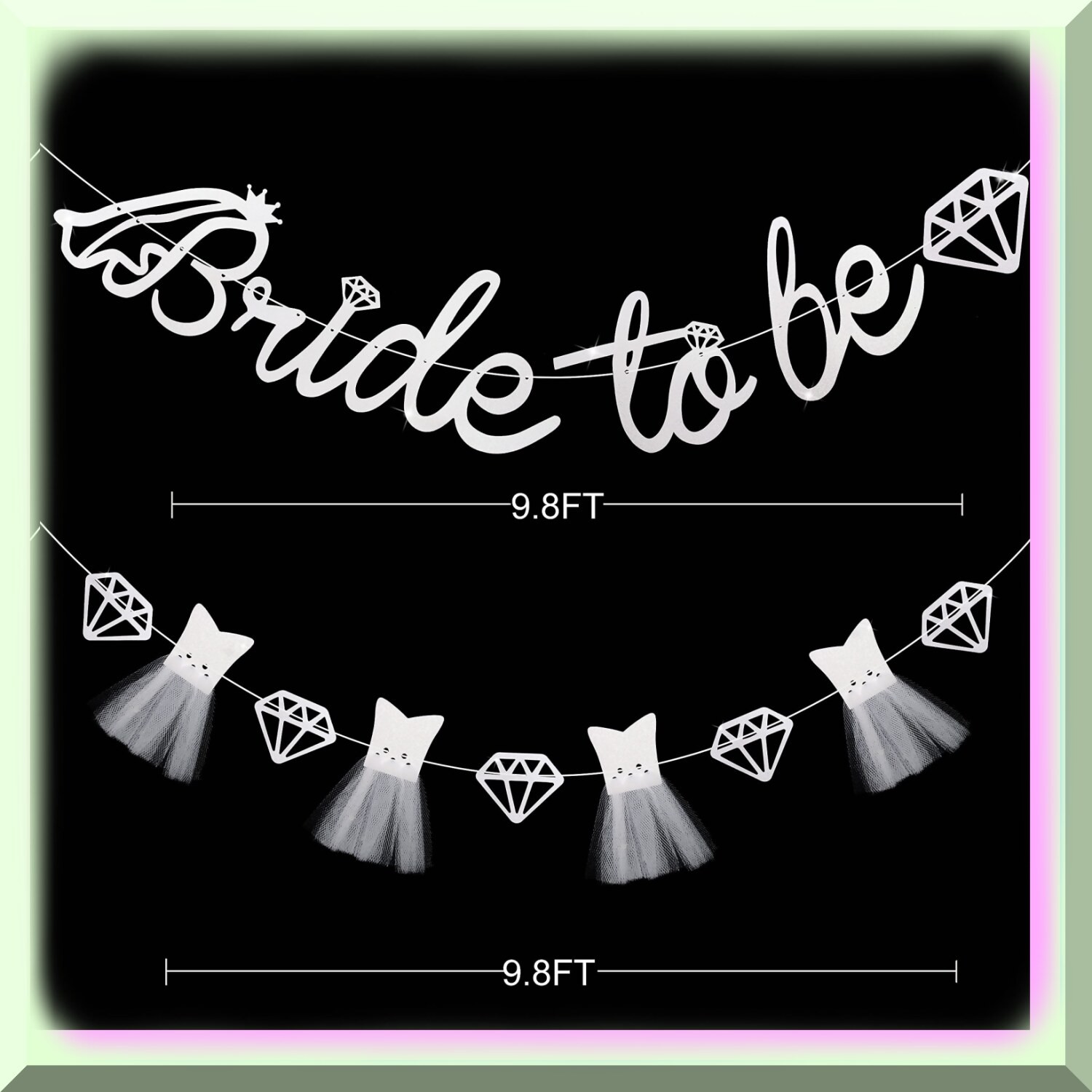 Bride to Be Banner and 3D Diamond Garland Decoration