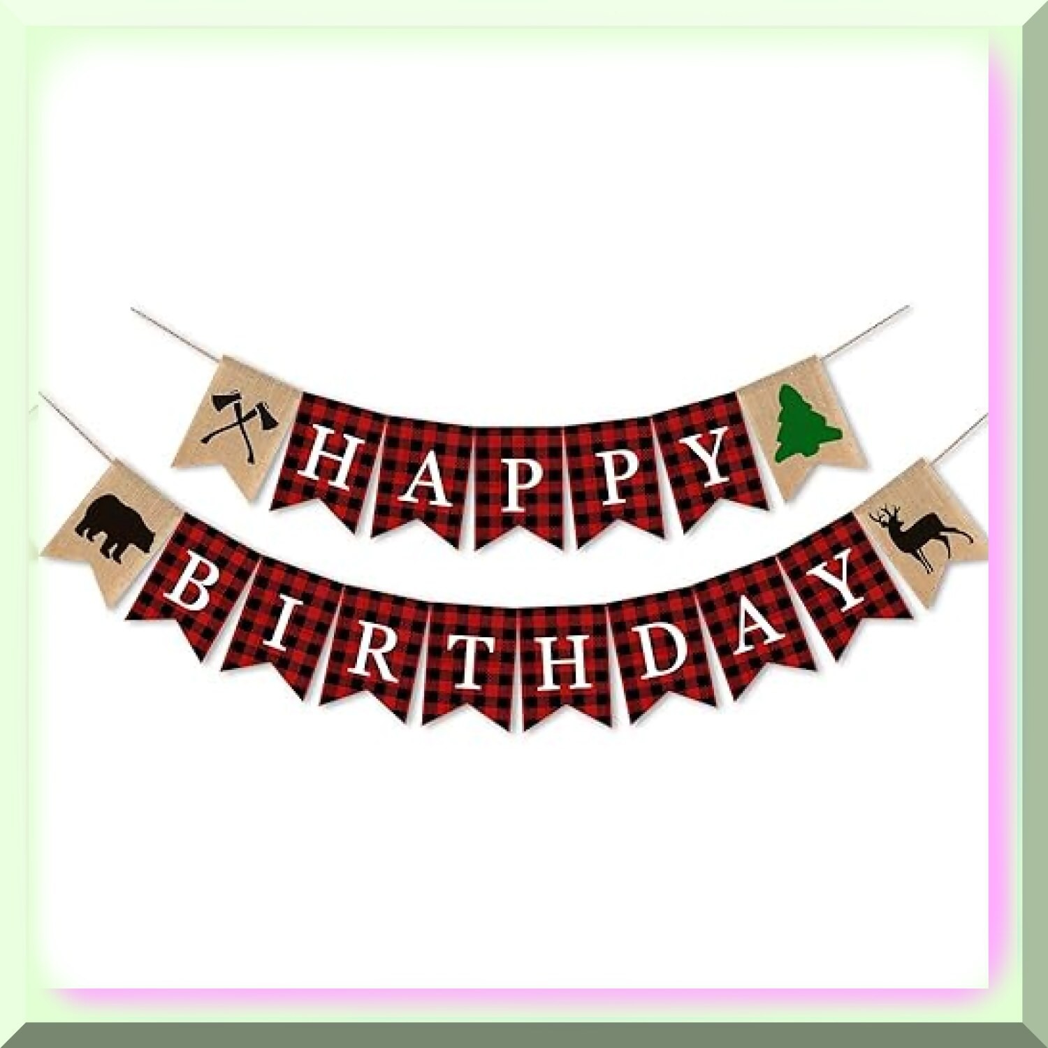 Rustic Burlap Birthday Banner Kit with Adjustable Rope