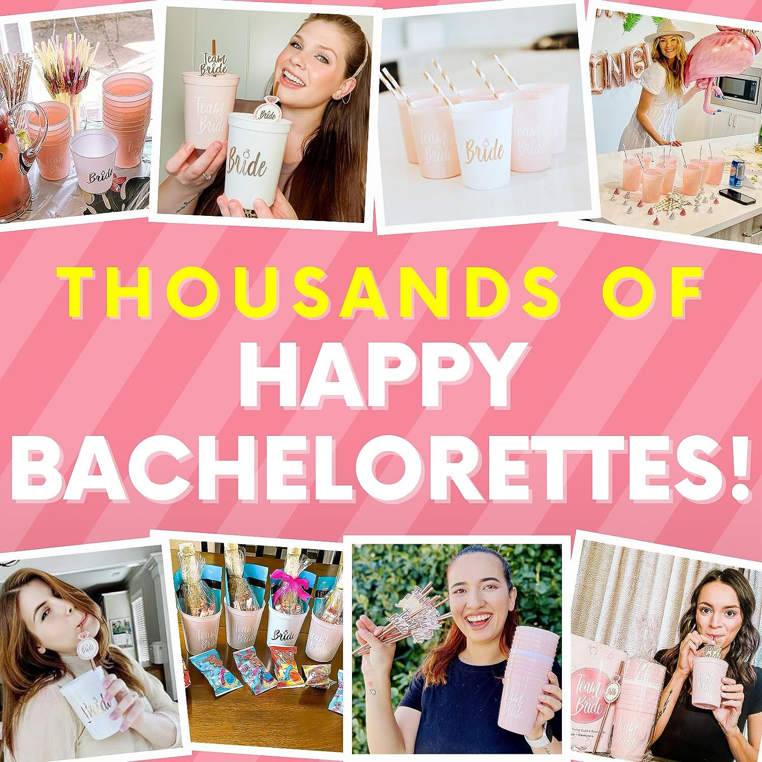 Bachelorette Party Cups Set Bride 11 Pack 16oz Bridesmaid Reusable Drink Cups