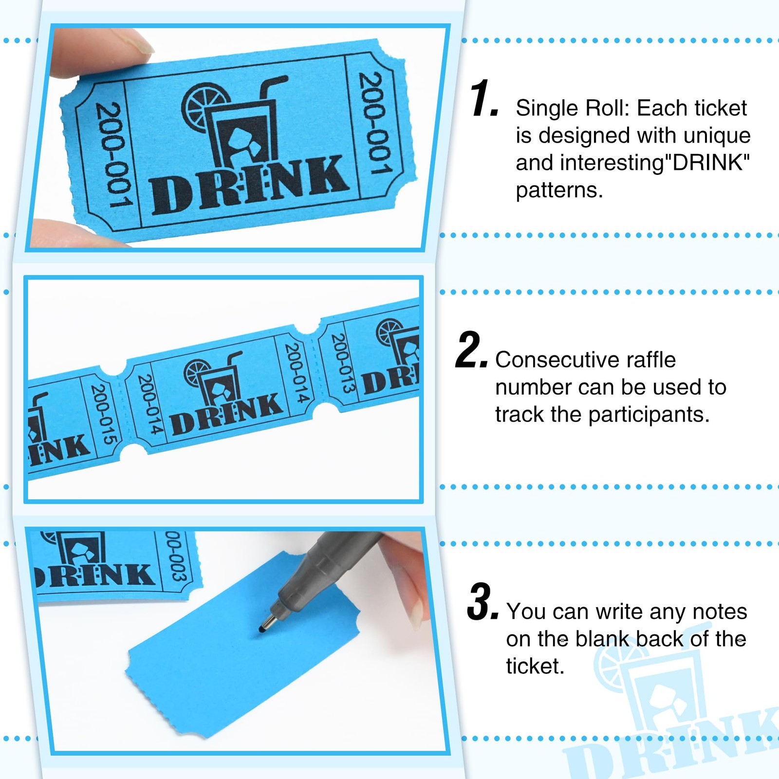 ESSENTIAL 1000 Raffle Tickets Rolls, Drink Tickets Single Roll for Events, Le…