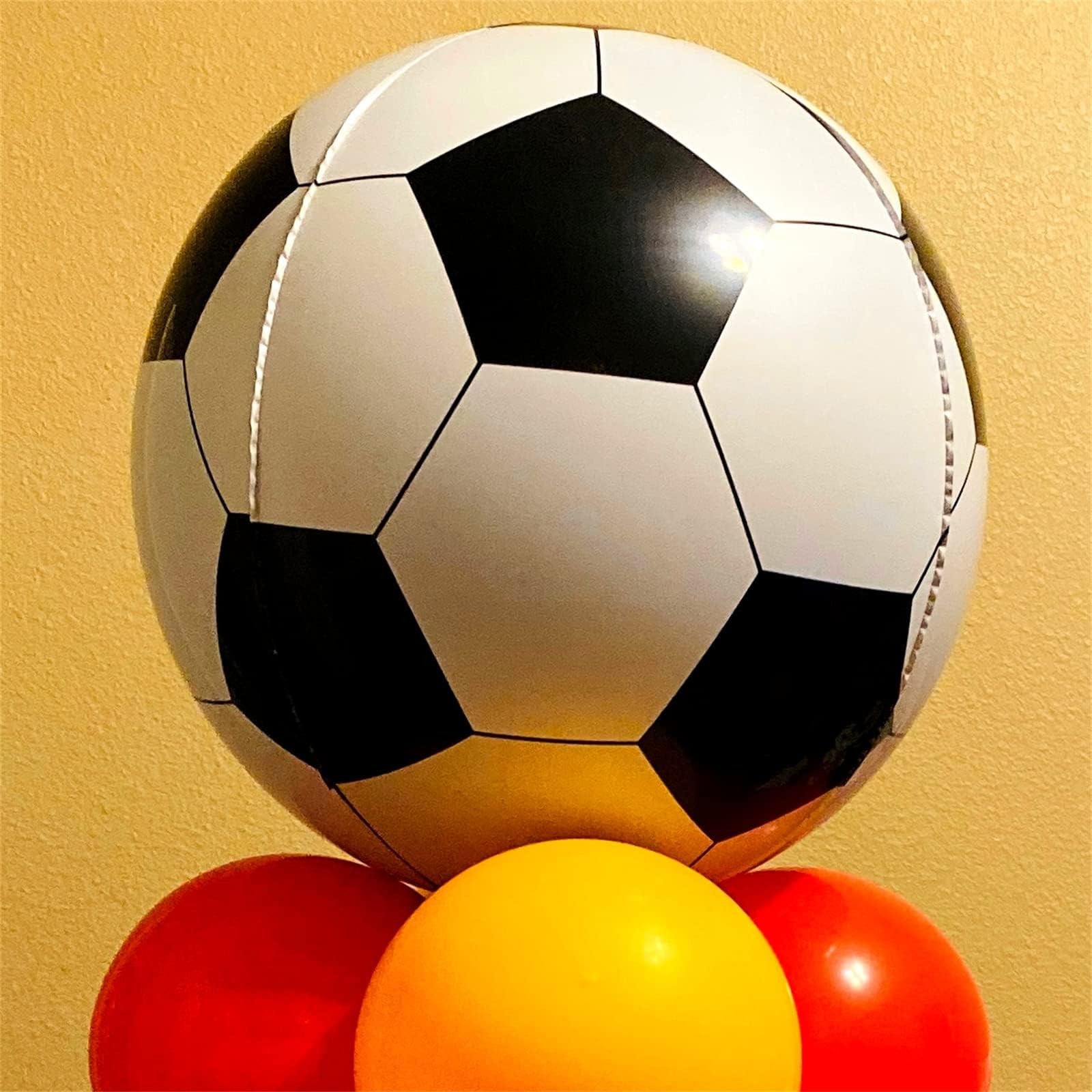 22 Inch 4D Soccer Foil Balloons, 6Pcs 22 inches, Black White 4d