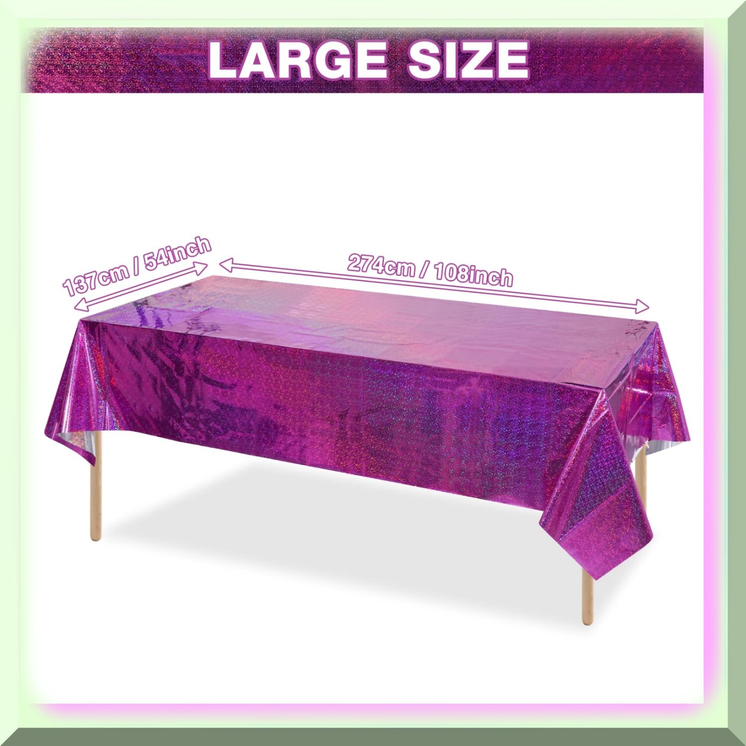 Iridescent Holographic Plastic Tablecloth Set 4 Pack