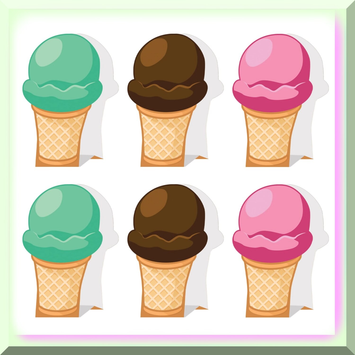 Set of 6 Summer Ice Cream Cone Cardstock Centerpieces